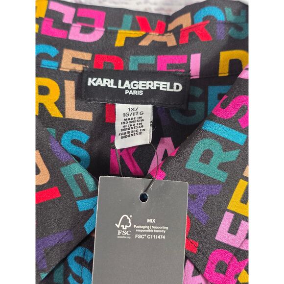 Karl Lagerfeld women's logo blouse in plus size 1X NWT - Picture 4 of 5